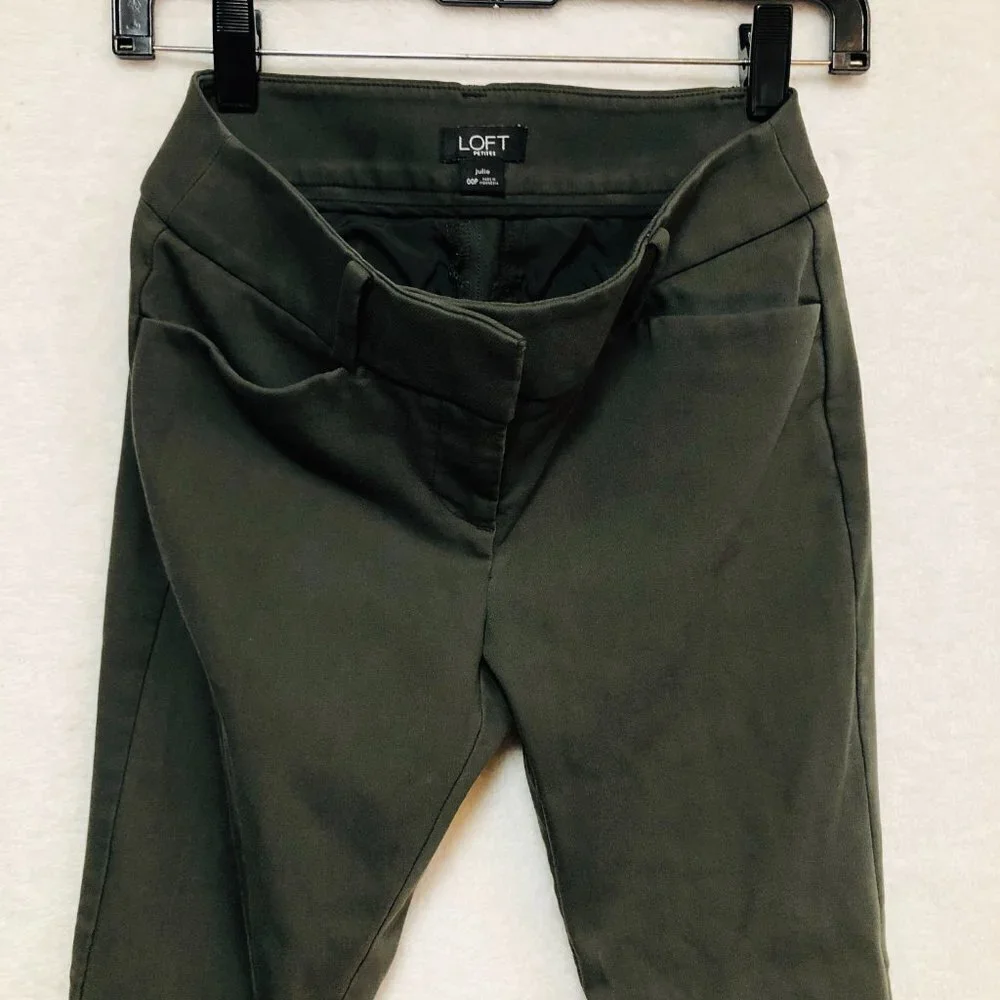 LOFT Petite Dark Olive Green Skinny Ankle Pants - Picture 2 of 12
